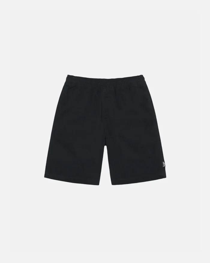 BEACH SHORT BRUSHED BLACK COTTON