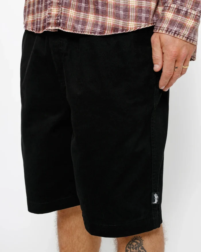 BEACH SHORT BRUSHED BLACK COTTON