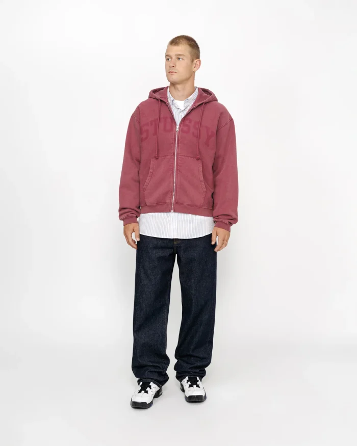 ZIP HOODIE MAROON FADED GRAPHIC