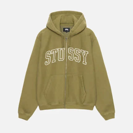 OUTLINE ZIP OLIVE HOODIE