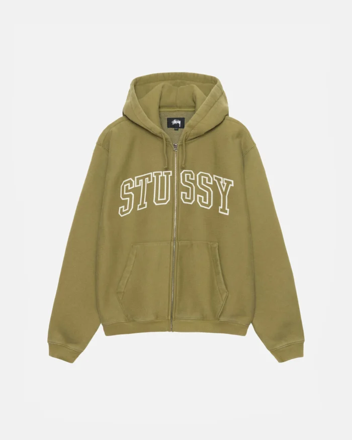 OUTLINE ZIP OLIVE HOODIE