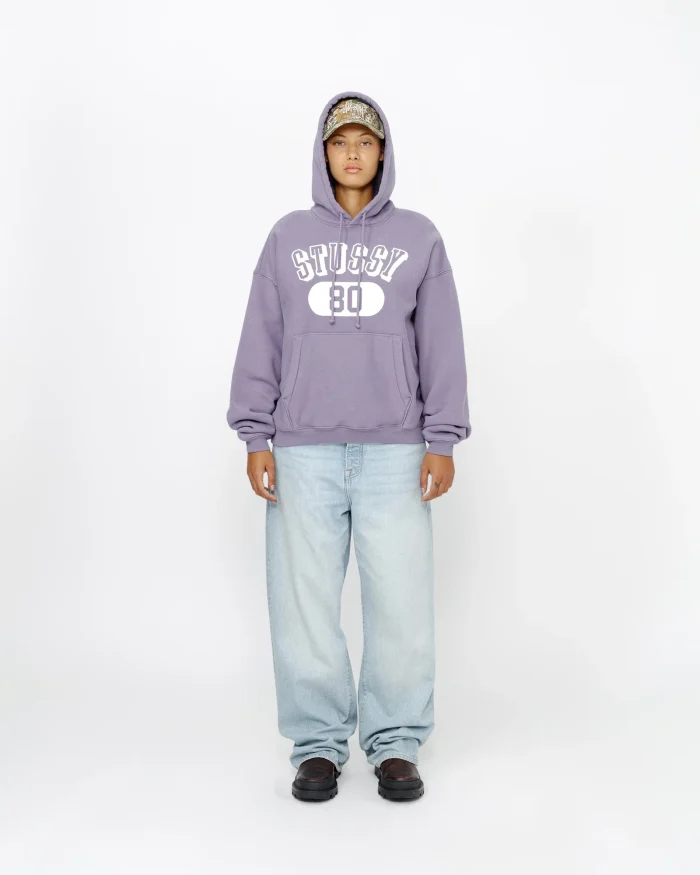 STUSSY 80 RELAXED PURPLE HOODIE