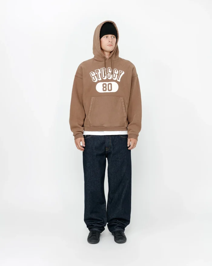 STUSSY 80 RELAXED BROWN HOODIE