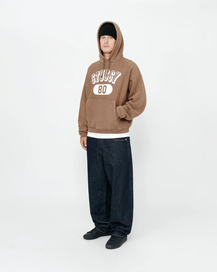 STUSSY 80 RELAXED BROWN HOODIE