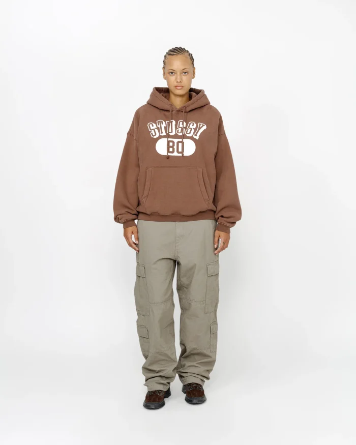 STUSSY 80 RELAXED BROWN HOODIE