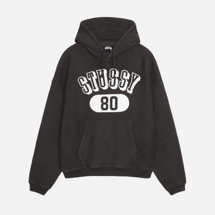 STUSSY 80 RELAXED BLACK HOODIE