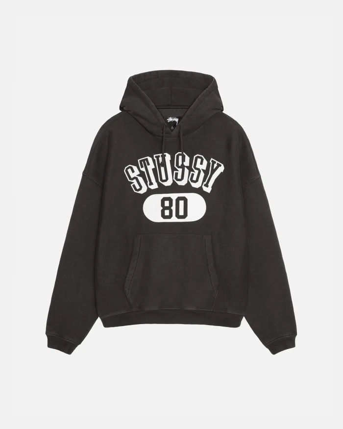 STUSSY 80 RELAXED BLACK HOODIE