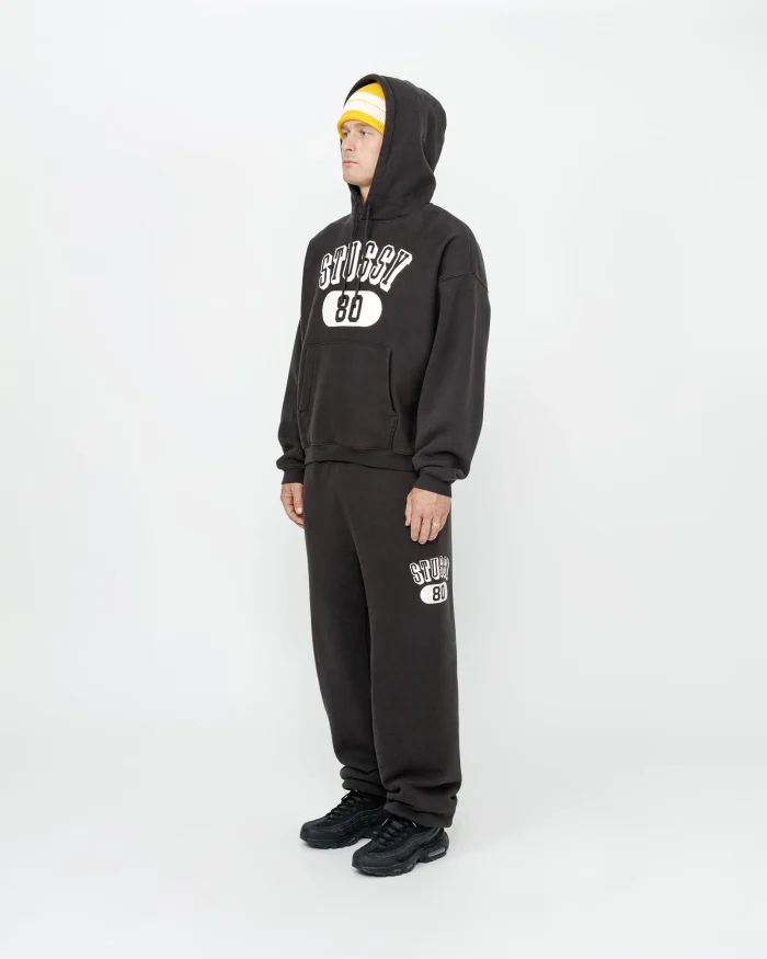 STUSSY 80 RELAXED BLACK HOODIE