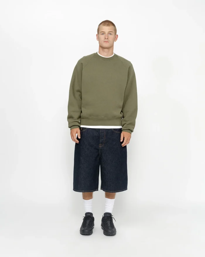 FLEECE RAGLAN OLIVE CREW