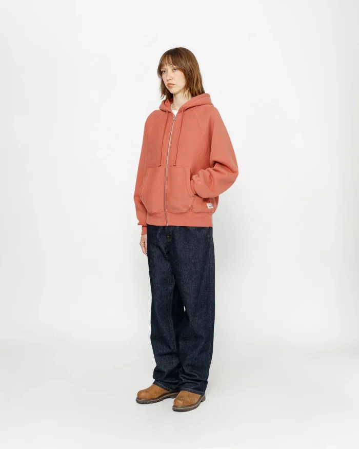 FLEECE RAGLAN ZIP BRICK HOODIE