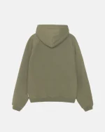 FLEECE RAGLAN ZIP OLVIE GREEN HOODIE