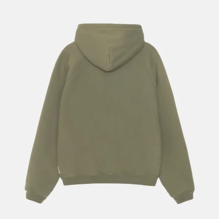 FLEECE RAGLAN ZIP OLVIE GREEN HOODIE