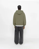 FLEECE RAGLAN ZIP OLVIE GREEN HOODIE