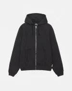 FLEECE RAGLAN ZIP BLACK HOODIE