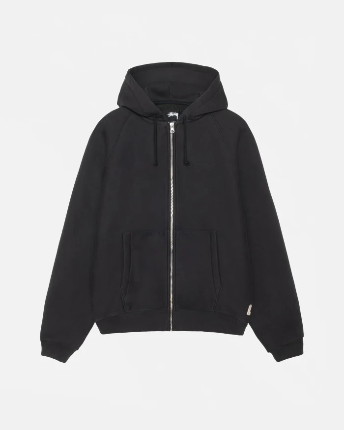 FLEECE RAGLAN ZIP BLACK HOODIE