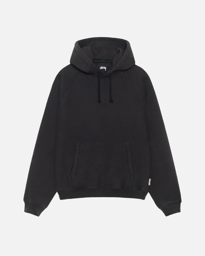 FLEECE RAGLAN WASHED BLACK HOODIE