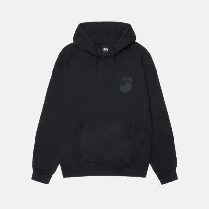 8 BALL HOODIE BLACK PIGMENT DYED