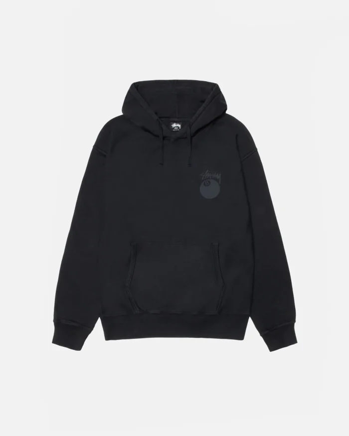 8 BALL HOODIE BLACK PIGMENT DYED