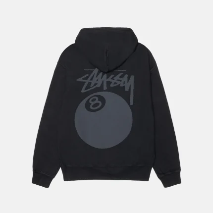 8 BALL HOODIE BLACK PIGMENT DYED