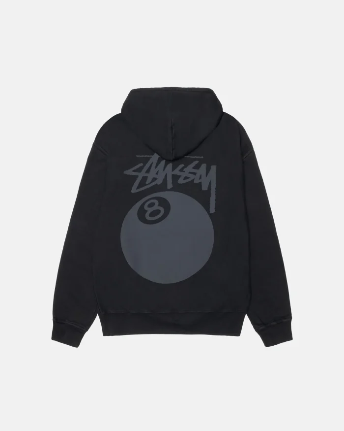 8 BALL HOODIE BLACK PIGMENT DYED