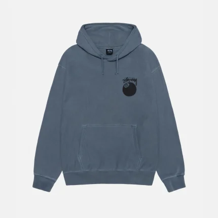 8 BALL BLUE HOODIE PIGMENT DYED