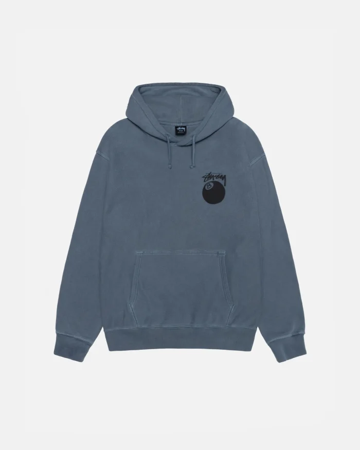 8 BALL BLUE HOODIE PIGMENT DYED