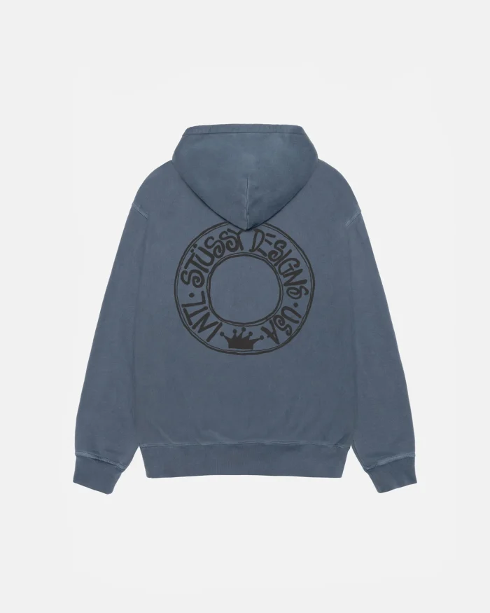 BUANA ZIP NAVY BLUE HOODIE PIGMENT DYED