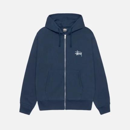 BASIC STÜSSY ZIP BLUE HOODIE