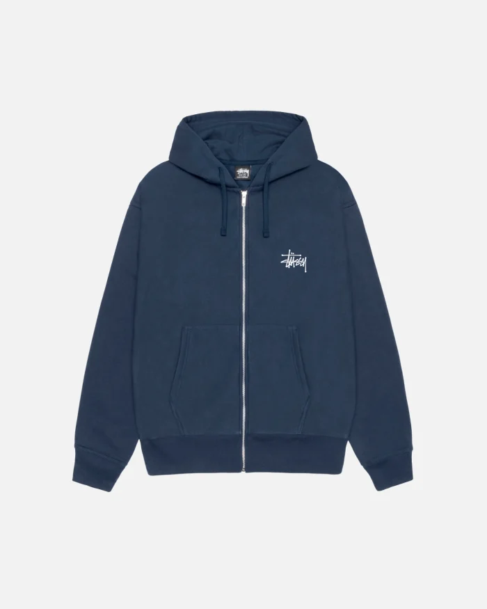 BASIC STÜSSY ZIP BLUE HOODIE