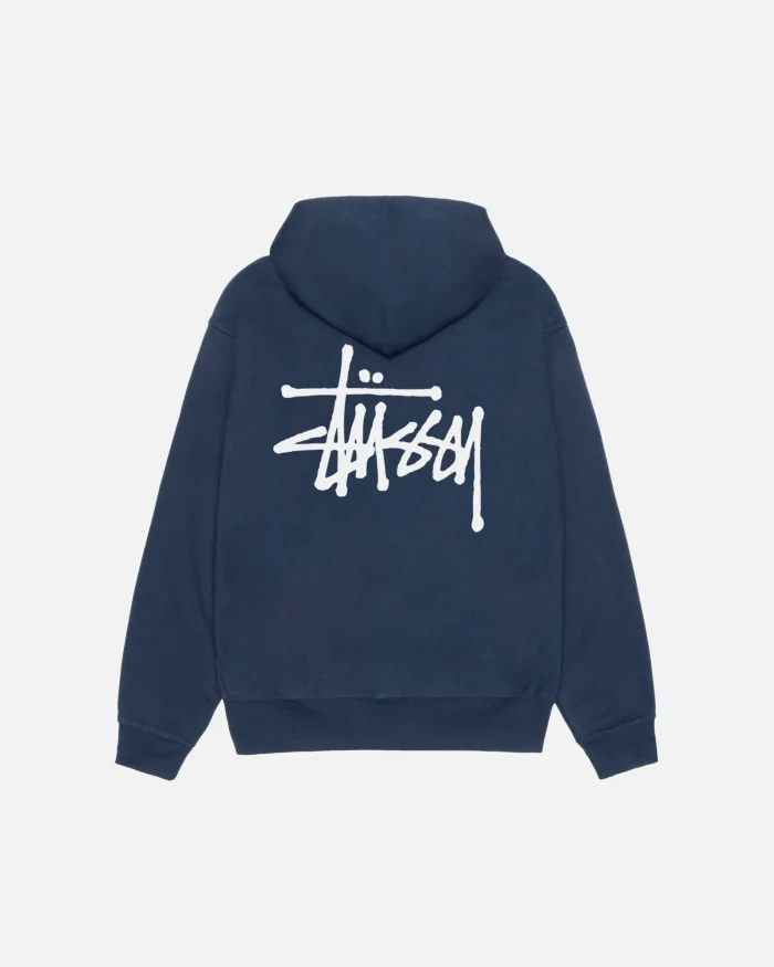 BASIC STÜSSY ZIP NAVY BLUE HOODIE