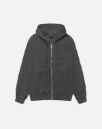 SMOOTH STOCK ZIP DARK GREY HOODIE PIGMENT DYED