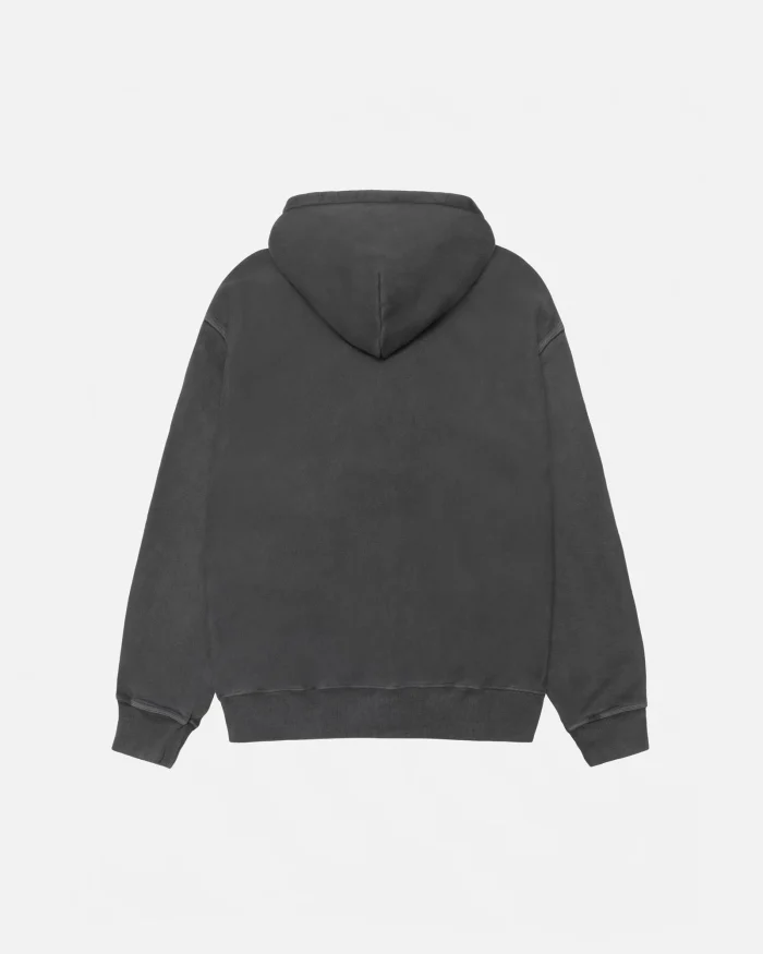 SMOOTH STOCK ZIP DARK GREY HOODIE PIGMENT DYED