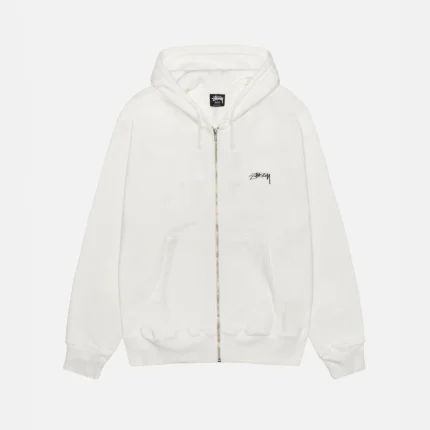 SMOOTH STOCK WHITE ZIP HOODIE PIGMENT DYED