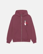 KINGPIN ZIP MAROON HOODIE