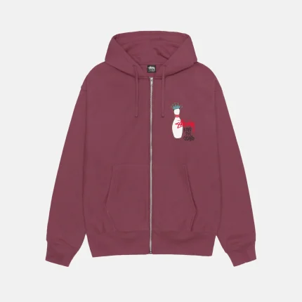 KINGPIN ZIP MAROON HOODIE