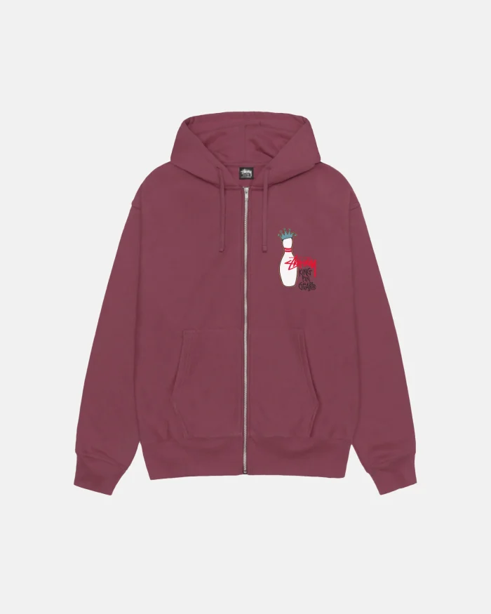 KINGPIN ZIP MAROON HOODIE