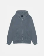 BUANA ZIP NAVY BLUE HOODIE PIGMENT DYED