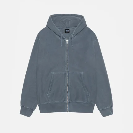 BUANA ZIP NAVY BLUE HOODIE PIGMENT DYED