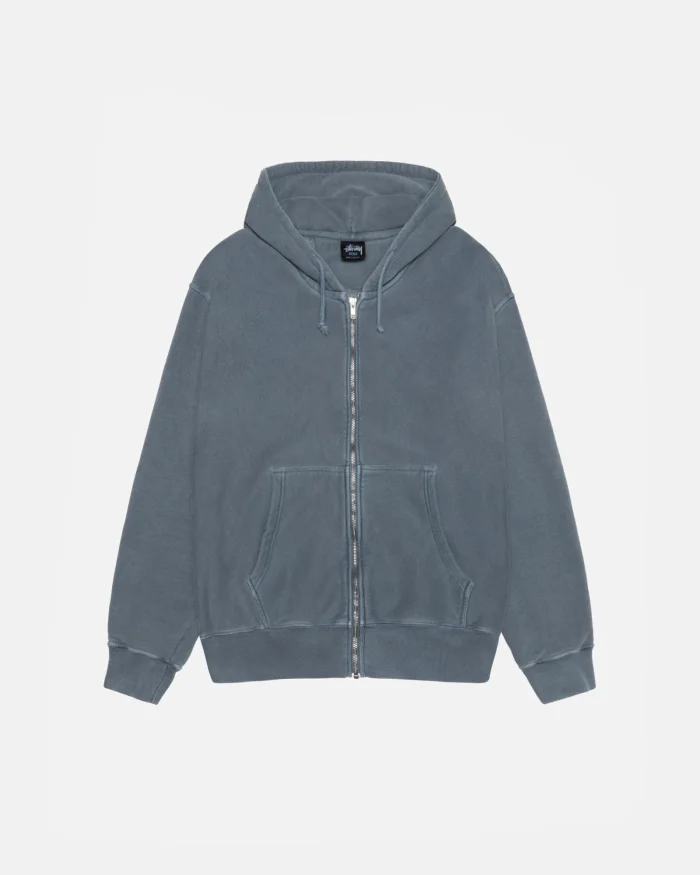 BUANA ZIP NAVY BLUE HOODIE PIGMENT DYED