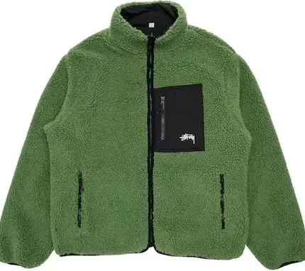 Stussy 8 Ball Sherpa Reversible Jacket – Green