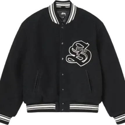 Stussy Black Aesthetic Varsity Jacket