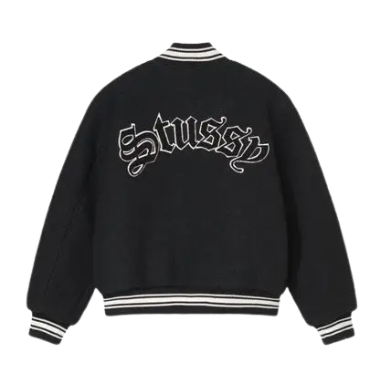 Stussy Black Aesthetic Varsity Jacket